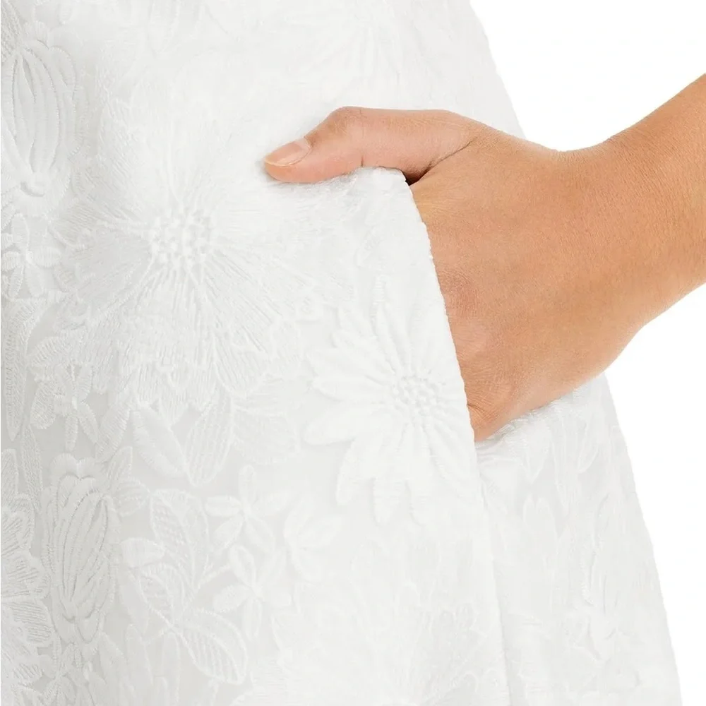 AIDAN MATTOX Embroidered Corset Cocktail
Midi Dress In Ivory - Picture 3 of 6